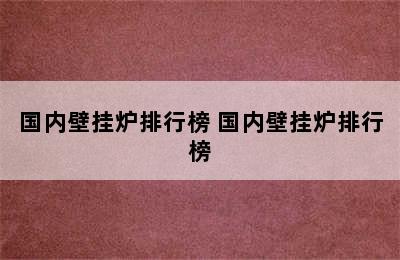 国内壁挂炉排行榜 国内壁挂炉排行榜